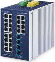 PLANET Industrial L2+ 24-Port Managed Switch IGS-4215-24T4X Zarządzany L2+ Gigabit Ethernet (10/100/1000) Aluminium, Niebieski | IGS-4215-24T4X | 4711605288255