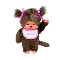 MONCHHICHI Klasikinė beždžionėlė su rožiniu seilinuku, 20 cm