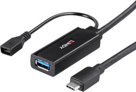Lindy - USB-Adapter - USB Typ A, Micro-USB Typ B (W) zu USB-C (M) - USB 3,2 Gen 1 - 5,0m - rund - Schwarz (43344)
