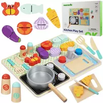 TOOKY TOY medinė virtuvė su priedais - mažojo virėjo rinkinys