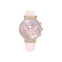Swarovski Uptown Passage Chrono Laikrodis Kvarcinis Mechanizmas Odinis Dirželis Rožinis Ciferblatas Trijų Akių Chronografas Moteriški Laikrodžiai Perlamutras 5580352 Pink