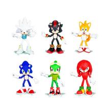 Sega Sonic the Hedgehog 6 figūrėlių rinkinys, 17 cm daugiaspalvės veiksmo figūrėlės, Kolekcionuojami personažų žaislai vaikams