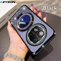 KEYSION Luxury Glitter Jewelled Magnetic Phone Case for HONOR X9c 5G Makeup Mirror Stand Shockproof Cover for Magic 7 Lite 5G for Honor X9c sidabras