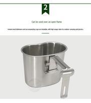 World War II Tactical Soldier's Lunch Box Set, Stainless Steel Kettle for Camping and Picnics