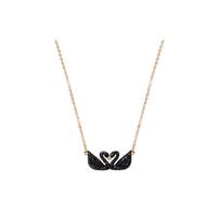Swarovski gulbės romantiškas dvigubos juodos gulbės krištolinis karoliai moterims 5296468 Box (Random Color)