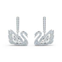 Swarovski šokančios gulbės „Lifelong Bow“ krištolo auskarai moterims, balti 5514420 Box (Random Color)