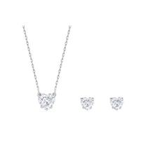 Swarovski Stilla Attract Širdelės Auskarų ir Karoliai Rinkinys Moteriški papuošalai Rodis Kubinis Cirkonis Kristalas 5646751 Box (Random Color)