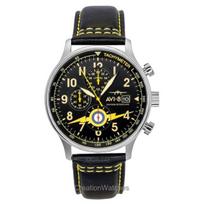 AVI-8 Hawker Hurricane Classic Chronograph Odinis Dirželis Juodas Ciferblatas Kvarcinis AV-4011-0Z Vyriškas Laikrodis Su Papildomu Dirželiu juoda