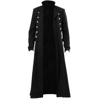 Viduramžių steampunk retro gotikos paltas, vėjo striukė Viktorijos laikų uniforma, ilgos dalies vyriški paltai Cosplay kostiumai XXXXXL juoda