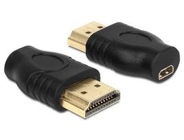 Delock 65507 HDMI cable gender changer, Micro HDMI to HDMI, Black