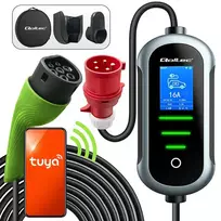 Qoltec Portable Mobile EV Electric Car Charger with 2-in-1 Type 2 Adjustment | 7kW | 230V | CEE 32A | Wi-Fi | TUYA | SMART LIFE | LCD | Wallbox | 5m