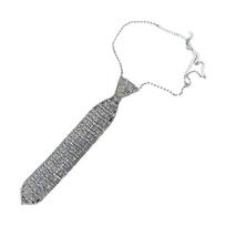 Rhinestone Necktie Necklace Sparkly Long Necklace Shiny Necktie Fashionable Jewelry for Women Men Party Wedding Prom sidabras