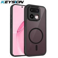 KEYSION Magnetinis telefono dėklas Realme 16 Pro 5G Silikonas+PC Matinis Pusiau Skaidrus Skaidrus Atsparus Smūgiams Galinis Dangtelis Realme 16 Pro+ 5G for Realme 16 Pro 5G juoda