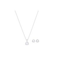 Swarovski Begin Triangle Earrings Necklace Set Women Jewelry Silver 5528938 Box (Random Color)