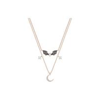 Swarovski Paslaptingas Šikšnosparnis Mėnulis Dvigubos Grandinėlės Karoliai Moterims Rožinio Aukso 5491565 Box (Random Color)