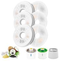 Naminių gyvūnėlių vandens fontanėlio filtrų keitimas, trigubo filtravimo katės vandens dozatoriaus filtras su aktyvuota anglimi ir derva švariam vandeniui, 14,5x4,2x1,3 cm 6pcs balta
