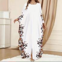 Middle Eastern Batwing Sleeve Loose Print Dress Large balta