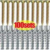 10/100 rinkinių Sieninis inkaras Metalinis plėtimosi vamzdelis Vamzdis Savisriegis Varžtas Gręžimo kištukas Kietas dantytas dygliuotas plėtimosi varžtas tvirtinimo elementai 10 Sets