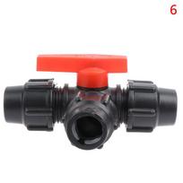 Pe Trijų krypčių greito sujungimo vamzdžio vožtuvas Plastikinis vožtuvas T formos vožtuvas 6(Red 20mm)