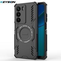 KEYSION Tuščiaviduris šilumos išsklaidymo dėklas Realme C71 Silikoninis+PC Magnetinis vėsinantis smūgiams atsparus telefono galinis dangtelis OPPO Realme C71 for Realme C71 juoda