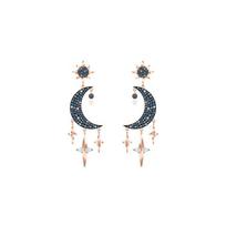Swarovski simbolio paslaptingos žvaigždės mėnulio formos auskarai su krištolo perlais, moteriški auskarai, mėlyni 5489536 Box+Shopping Bag (Random Color)