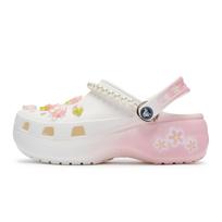 Crocs Classic Platform Batai 811 Gamyba, Pavasarinės Sakuros Įspaudu Batai Moteriški Balti Rožiniai 206750-100(Team80-) 39-40