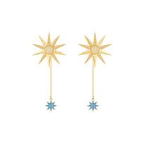 Swarovski Laimės Deivės Auskarai su Skylute Saulės Formos Moteriški Auskarai Auksiniai 5464169 Gold Plated