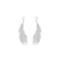 Swarovski Nice serijos perlų inkrustuoti deimantiniai plunksnos auskarai moterims Balta 5497866 White,F