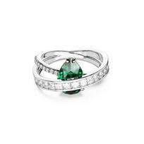 Swarovski Hyperbola Dvigubos kreivės Įterptas žalvaris Kristalas Padengtas baltu auksu Kvadratas Cirkonis Žiedas Moteriški žiedai Žalias 5665362 Box (Random Color),50