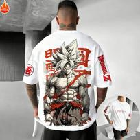 2026 Nauja vasarinė Dragon Ball 40-mečio Son Goku 100% medvilnės Anime spausdinimo marškinėliai Papildomo dydžio Laisvalaikio gatvės apranga Unisex Y2k 4XL
