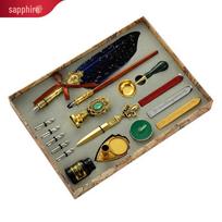 British Style Gold Splatter Feather Pen Set with Custom Logo - Ink Dipping Set, Birthday Gift 0.5mm