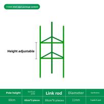 Augalų laipiojimo atrama pomidorams, agurkams, pupelėms - Patvari žalia sodo atrama, lengvas surinkimas 11mm  60cm