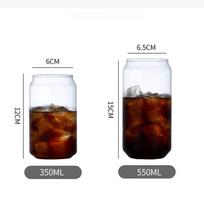Creative Cola skardinės formos didelio borosilikatinio stiklo puodelis – patvarūs gėrimai arbatai, sultims, pienui, kavai ir kt. 350ml balta