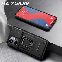 KEYSION Shockproof Armor Case for HONOR 400 Pro 5G Slide Camera Lens Protection Ring Stand Phone Cover for Huawei Honor 400 5G for Honor 400 juoda
