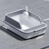 Viršutinio įėjimo kvapams atspari kačių kraiko dėžė - atspari purslams ir kvapams Includes Litter Scoop & Deodorizing Pack pilka paaukštinta apsaugota nuo purslų dizaino spalva