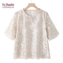 YUZHAOLIN Moteriškas elegantiškas vasaros nėrinių komplektas 3XL abrikoso viršutinės dalies spalva
