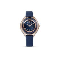 Swarovski Crystalline Aura Laikrodis Kvarcinis Mechanizmas Odinis Dirželis Mėlynas Ciferblatas Atsparus Vandeniui 50m Moteriški Laikrodžiai 5519447 Regular Watch Box,Dark Blue Watch Dial