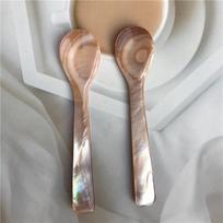 ZISIZ 11cm Coffee Brown Shell Caviar Spoons (Set of 2)