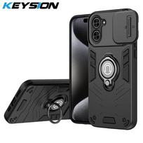 KEYSION Shockproof Armor Case for Redmi A5 Silicone+PC Slide Camera Lens Protection Ring Stand Phone Cover for Xiaomi POCO C71 for Redmi A5 juoda
