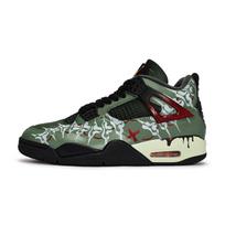 UNDEFEATED X Jordan Air Jordan 4 Vintažiniai krepšinio batai Vyriški vidutinio aukščio juodi/raudoni/žali IB1519-200(Komanda1189- ) 38