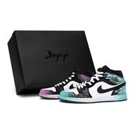 Jordan Air Jordan 1 Vintažiniai krepšinio batai Unisex vidutinio aukščio juodi/balti/rožiniai/Tiffany DQ8426-001(Team80-S-BOX) 36.5