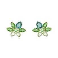 Swarovski Gema Gėlių Kekė Mišrios Briaunų Aukso Atspalvio Auskarai Moteriški Auskarai Žali 5658400 Box+Shopping Bag (Random Color)