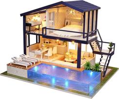 DIY Wooden Dollhouse Handmade Kit Set Miniature Collection Music Box Gift Housewarming Present with LED Lights ruda