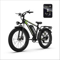 OOK-TEK F26 elektrinis dviratis su storomis padangomis, 48 ​​V 15,6 Ah baterija, „Shimano“ 7 pavarų žalia