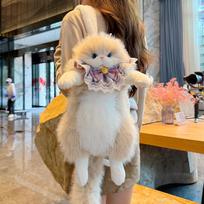 Ragdoll Katės Pliušinis Kuprinė Priklijuotas Gyvūnas, Realistiška Kačiuko Lėlė Petnešinė Rankinė, Mielas Katės Pliušinis Žaislas Vaikams Suaugusiems Dovana abrikosas