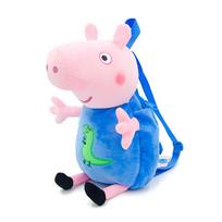 Peppa Pig pliušinis kuprinė-žaislas vaikams, animacinio personažo kuprinė su nuimama lėle, rožinė mokyklinė kuprinė mėlyna