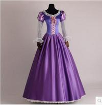 Rapunzel kostiumas suaugusiems - Violetinė princesės suknelė su ilgais plaukais XL