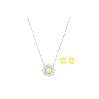 Swarovski Sunshine Saulės Rašto Karoliai ir Auskarų Rinkinys Moteriški Papuošalai Padengti Baltu Auksiniu 5480464 Box (Random Color)