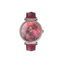 Swarovski serijos laikrodis Kvarcinis mechanizmas Odinis dirželis 36 mm Raudonas ciferblatas Atsparus vandeniui 50 m Moteriški laikrodžiai 5613323 Red Strap