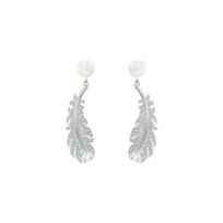 Swarovski Nice Auskarai su skylutėmis, padengti rodžiu, su perlo plunksna, moteriški auskarai 5496052 Box (Random Color)